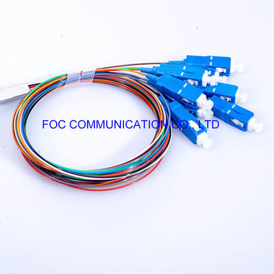 ไฟเบอร์ออปติกแยก PLC หลอดมินิ 1 × 8 พร้อมขั้วต่อ SC/UPC G.657A สำหรับ FTTX