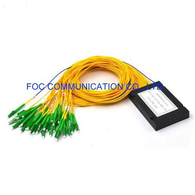Fiber PLC Splitter 2 × 64 โมดูล ABS LC / APC การออกแบบที่กะทัดรัดสำหรับเครือข่ายออปติคัลแบบพาสซีฟ