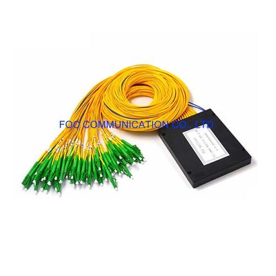 Fiber PLC Splitter 2 × 64 โมดูล ABS LC / APC การออกแบบที่กะทัดรัดสำหรับเครือข่ายออปติคัลแบบพาสซีฟ