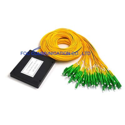 Fiber PLC Splitter 2 × 64 โมดูล ABS LC / APC การออกแบบที่กะทัดรัดสำหรับเครือข่ายออปติคัลแบบพาสซีฟ