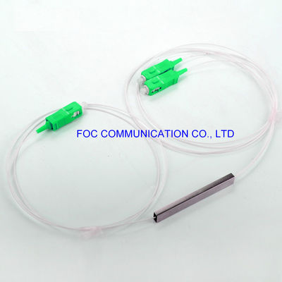 ไฟเบอร์ออปติก Plc Splitter SC / APC 1 * 2 Micro Steel Tube Type OEM Package Available