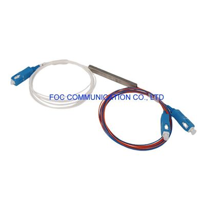การสูญเสียต่ำและเชื่อถือได้ 1x2 SM PLC Splitter ประเภทหลอดมินิสำหรับเครือข่าย FTTH