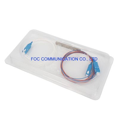 การสูญเสียต่ำและเชื่อถือได้ 1x2 SM PLC Splitter ประเภทหลอดมินิสำหรับเครือข่าย FTTH