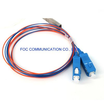 การสูญเสียต่ำและเชื่อถือได้ 1x2 SM PLC Splitter ประเภทหลอดมินิสำหรับเครือข่าย FTTH