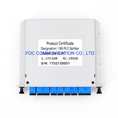 1650nm FTTX CATV CWDM ไฟเบอร์แยก PLC SC UPC 1 × 8 PDL ต่ำ