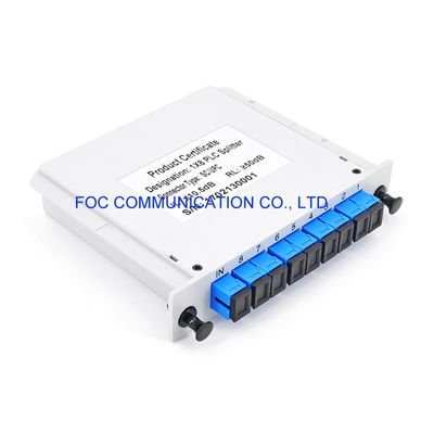 1650nm FTTX CATV CWDM ไฟเบอร์แยก PLC SC UPC 1 × 8 PDL ต่ำ