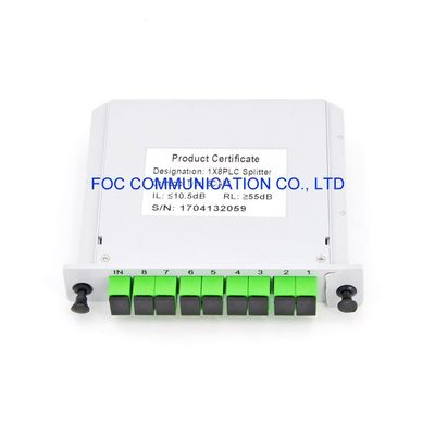 CATV 1650nm 1 × 8 PLC แยกเทปคาสเซ็ต SC APC PON FTTX Networks