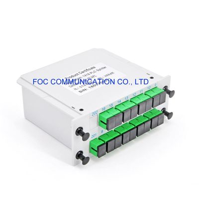 PON FTTX 1650nm ไฟเบอร์แยก PLC SC APC 1 × 16 การสูญเสียการแทรกต่ำ