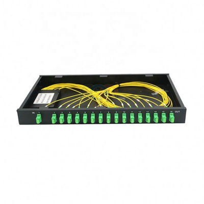 PDL ต่ำ 1260nm Rack Mount PLC Splitter 1 RU 19&quot; 1x16 SC APC