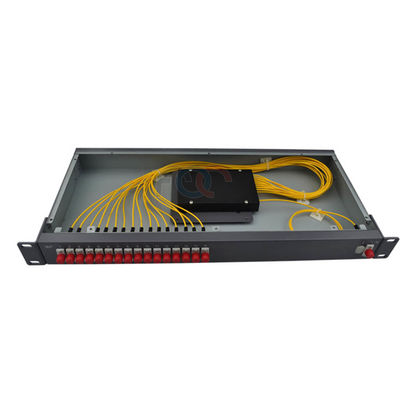 1x16 Rack Mount PLC Splitter FC UPC โหมดเดียว G657A ตัวแยกไฟเบอร์ออปติก