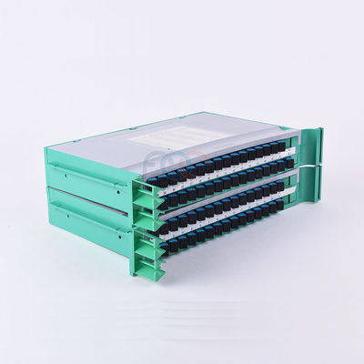 FTTH พาเลทไฟเบอร์แยก PLC 1650nm 19 &quot;Rack Mount 1x64 SC UPC