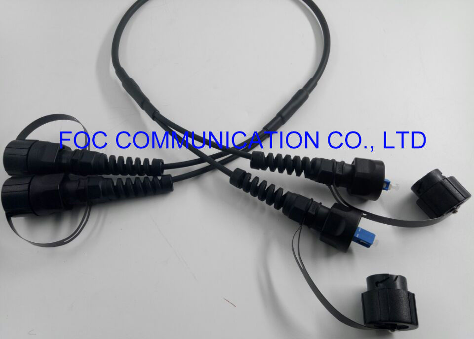 2 แกน FTTA สายแพทช์ประกอบสายเคเบิลใยแก้วนำแสงไฟเบอร์ออปติก ODVA / SC- ODVA / SC