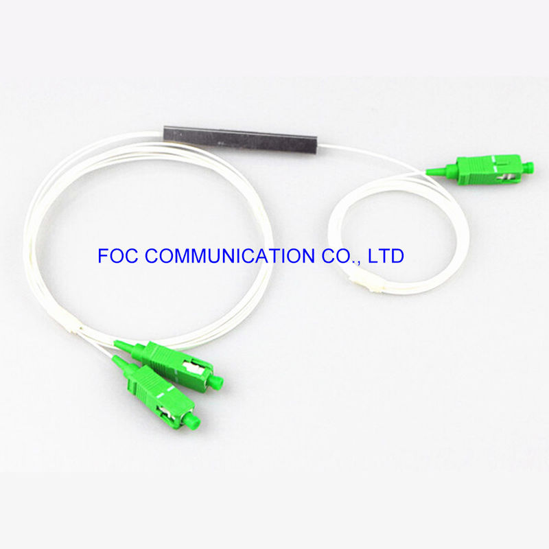 ไฟเบอร์ออปติก Plc Splitter SC / APC 1 * 2 Micro Steel Tube Type OEM Package Available